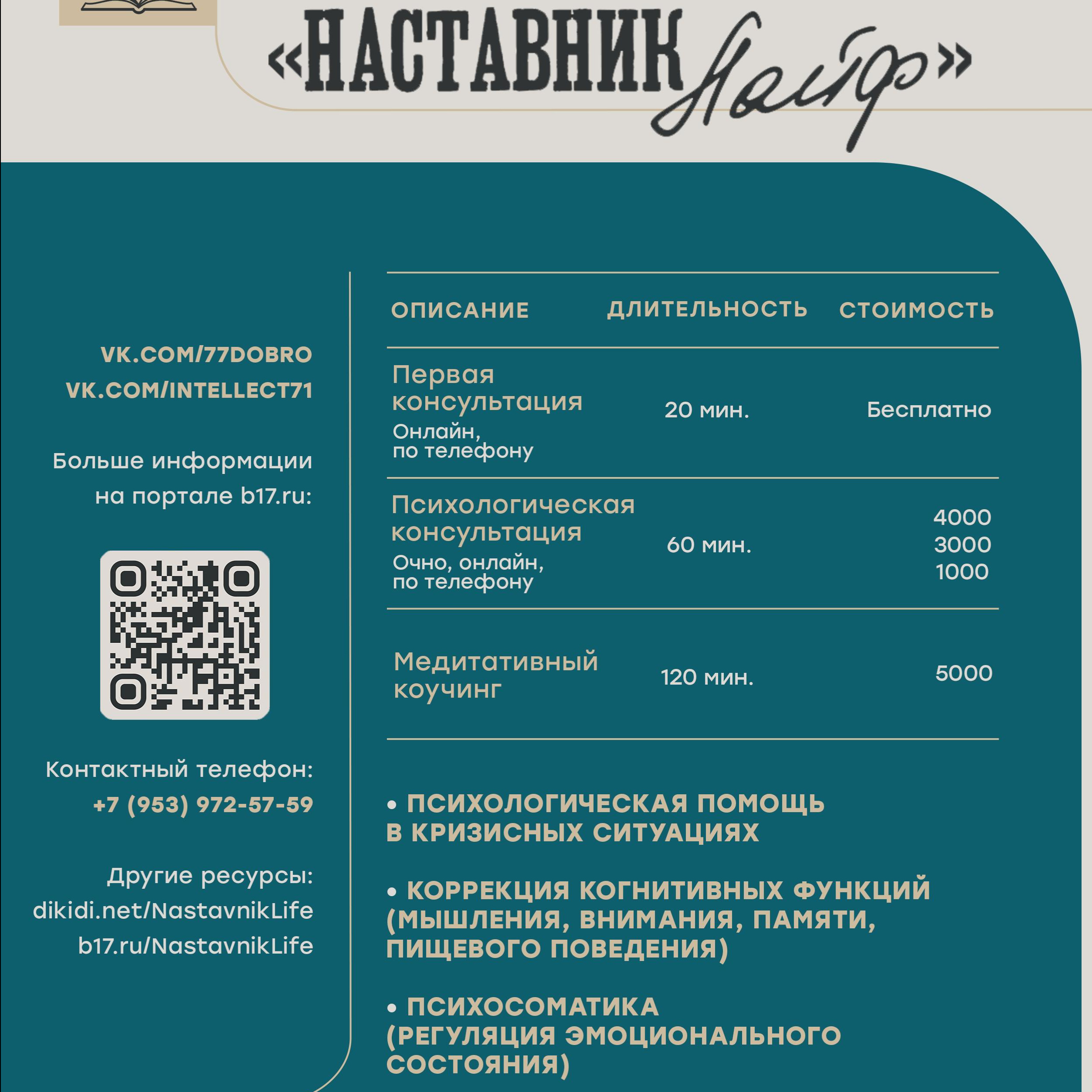 Услуги психолога. Цены