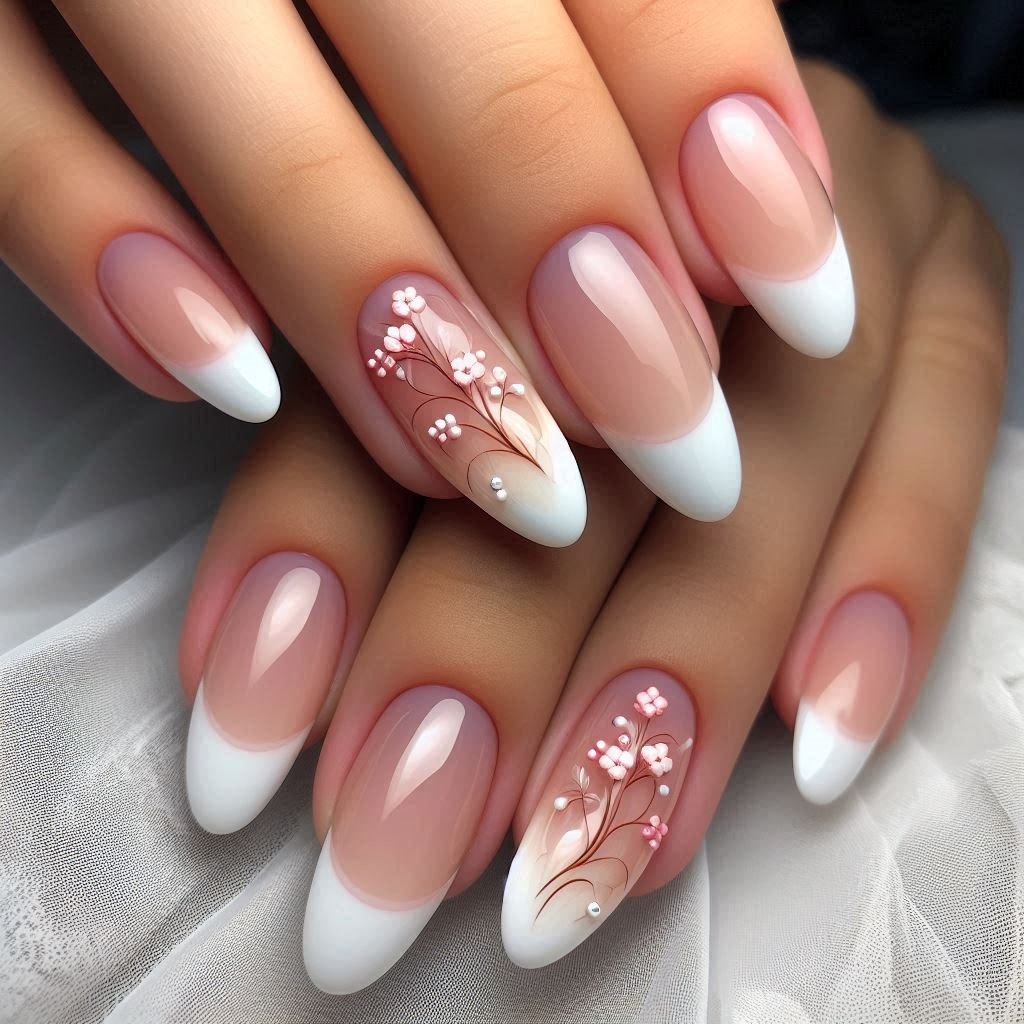 French Gel Extension with White Tip