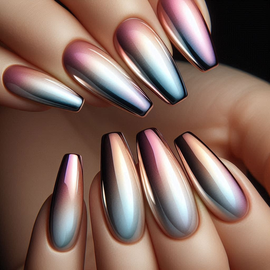 Ombre Effect with Nail Paint Chrome