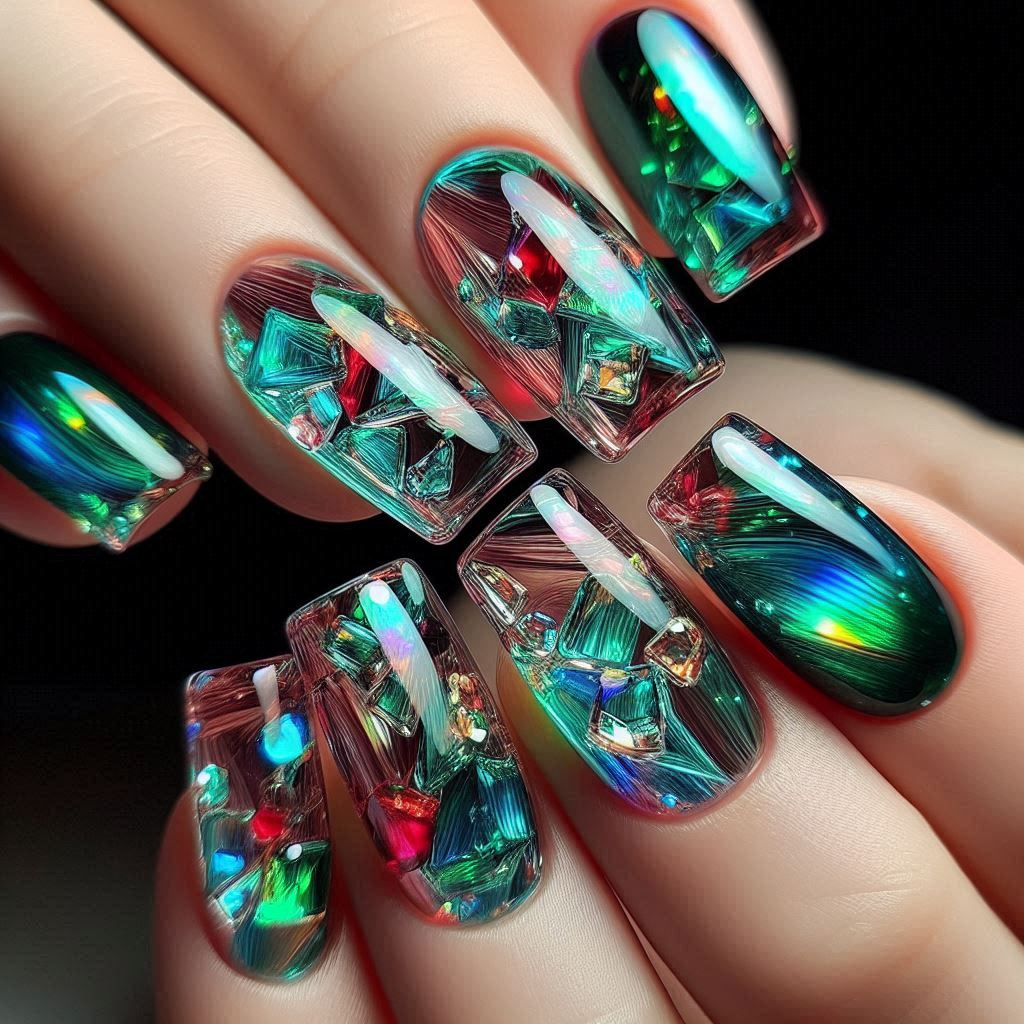 Glass Effect Nail Art on Gel Polish
