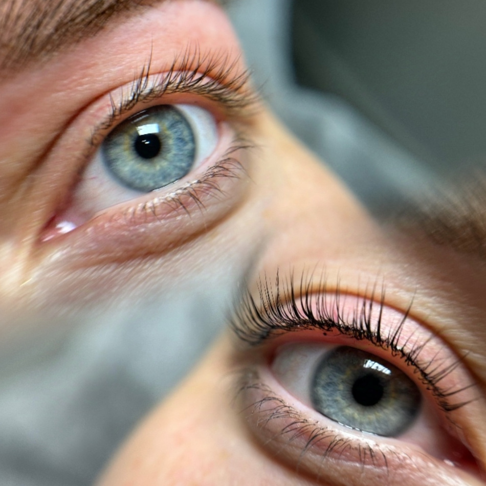 Снятие наращенных ресниц + ламинирование+окрашивание + ботокс ресниц