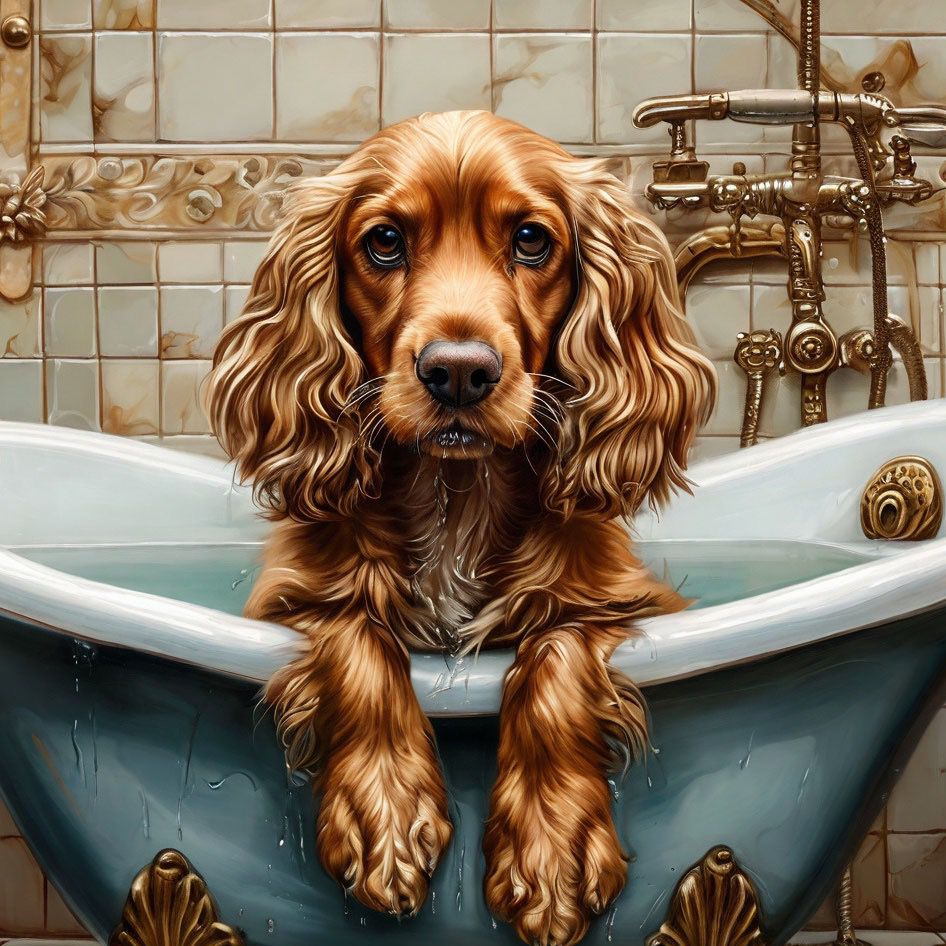 Английский Кокер-спаниель ( мытье )