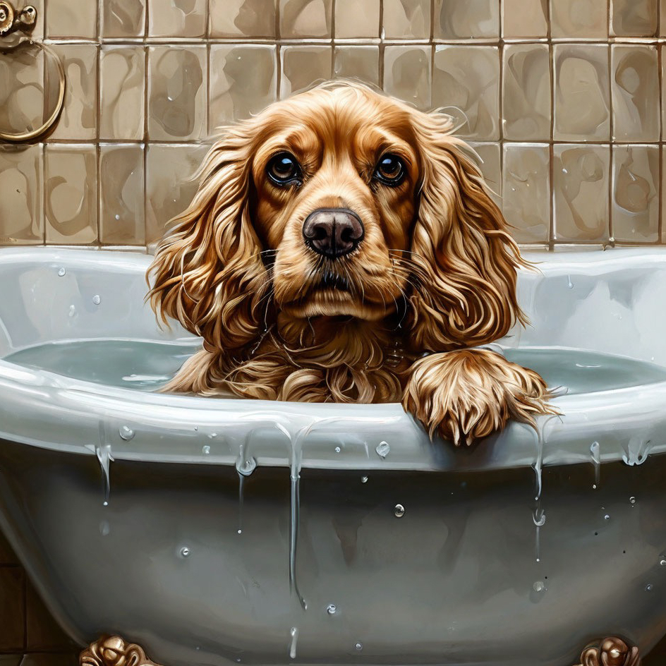 Американский Кокер-спаниель ( мытье )