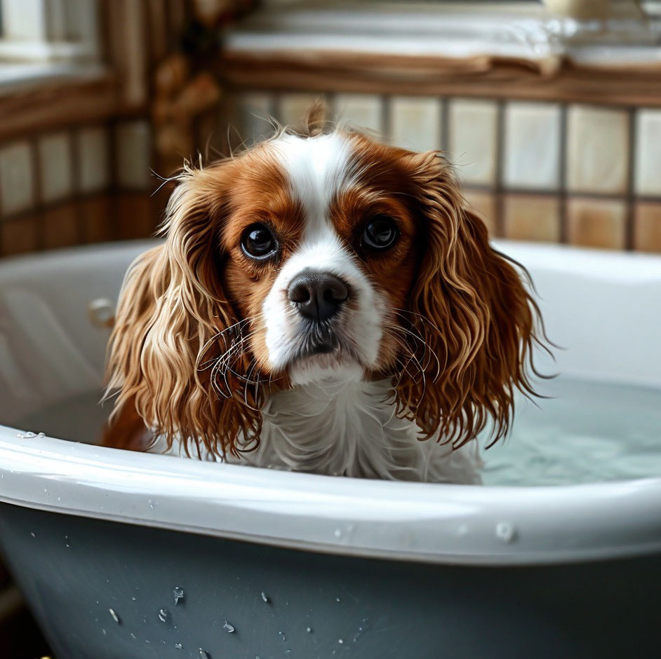 Кавалер-Кинг-чарльз-спаниель ( мытье )