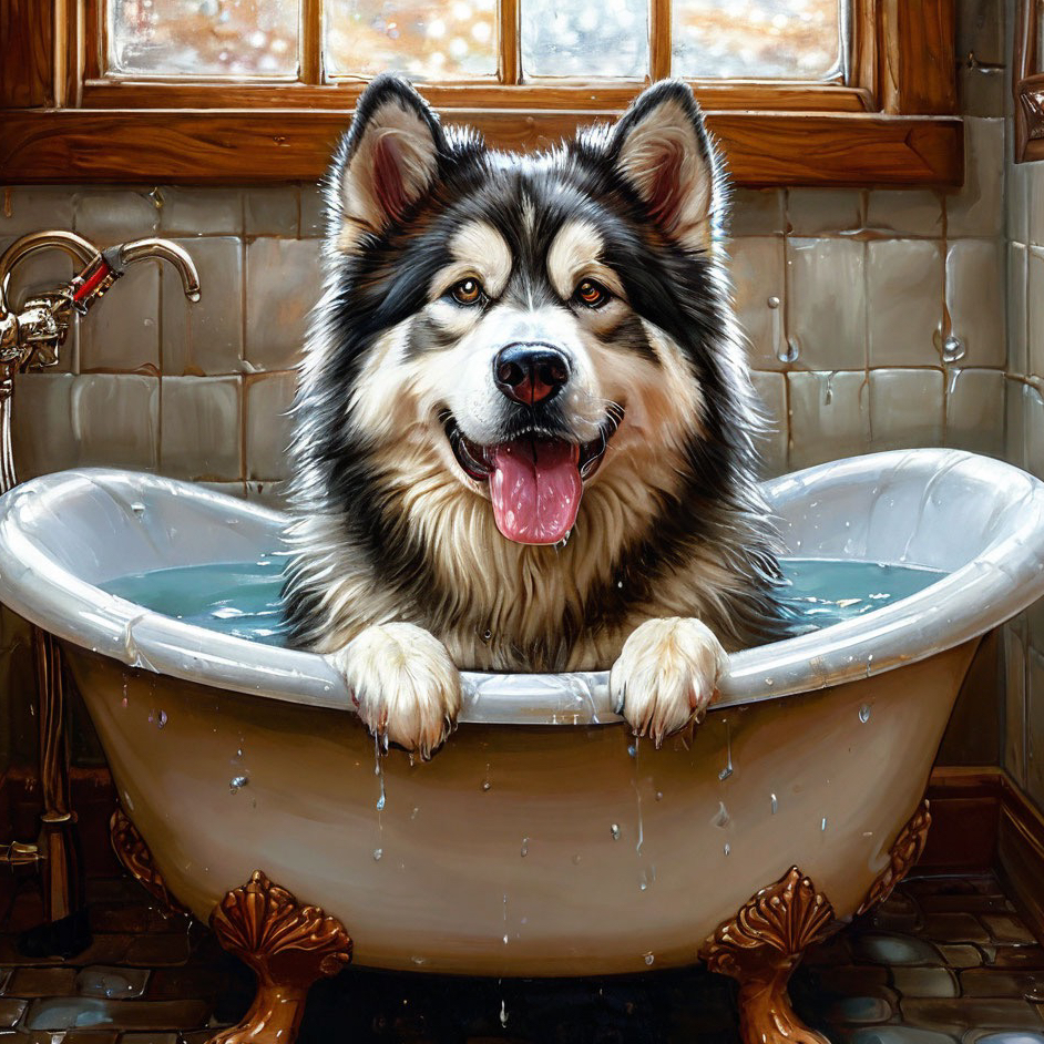 Аляскинский маламут ( мытье )