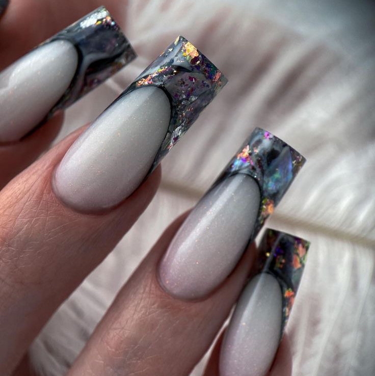 Наращивание ногтей +выкладной френч