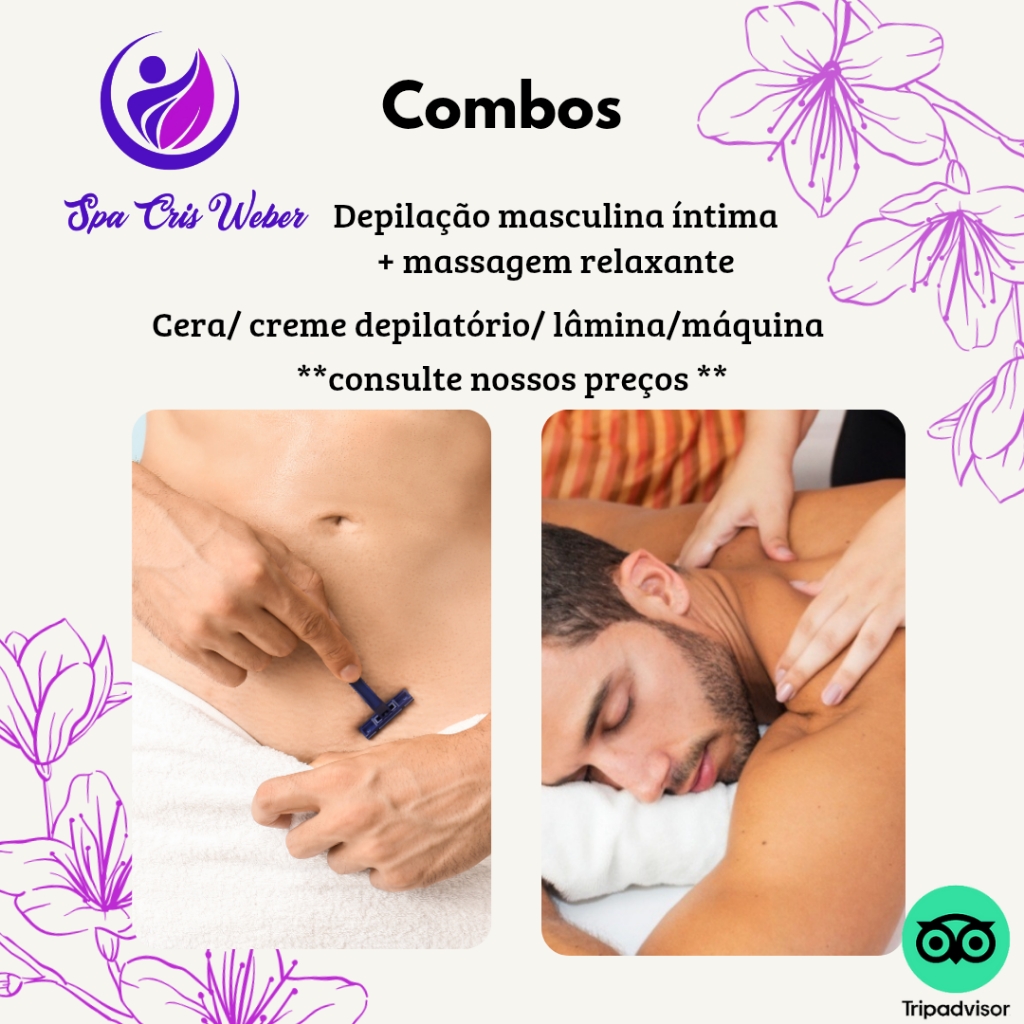 Combo depilação a creme região íntima e massagem relaxante