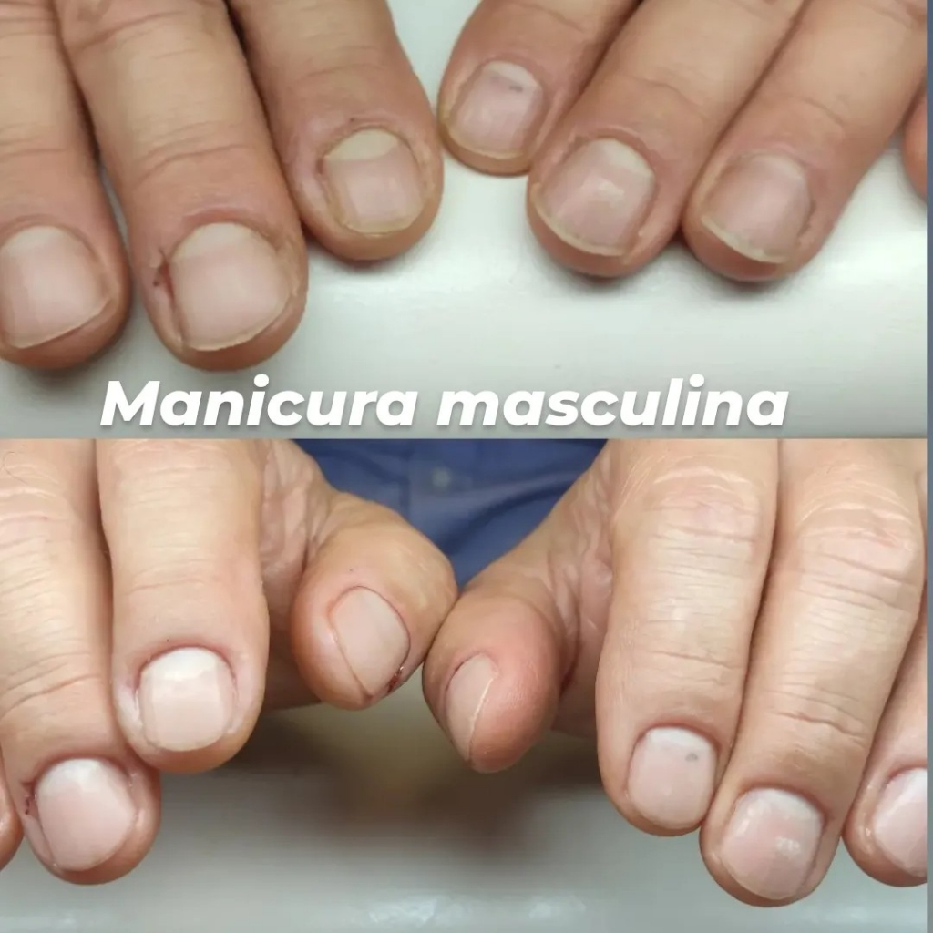 Manicura masculina con semipermanente (transparente)