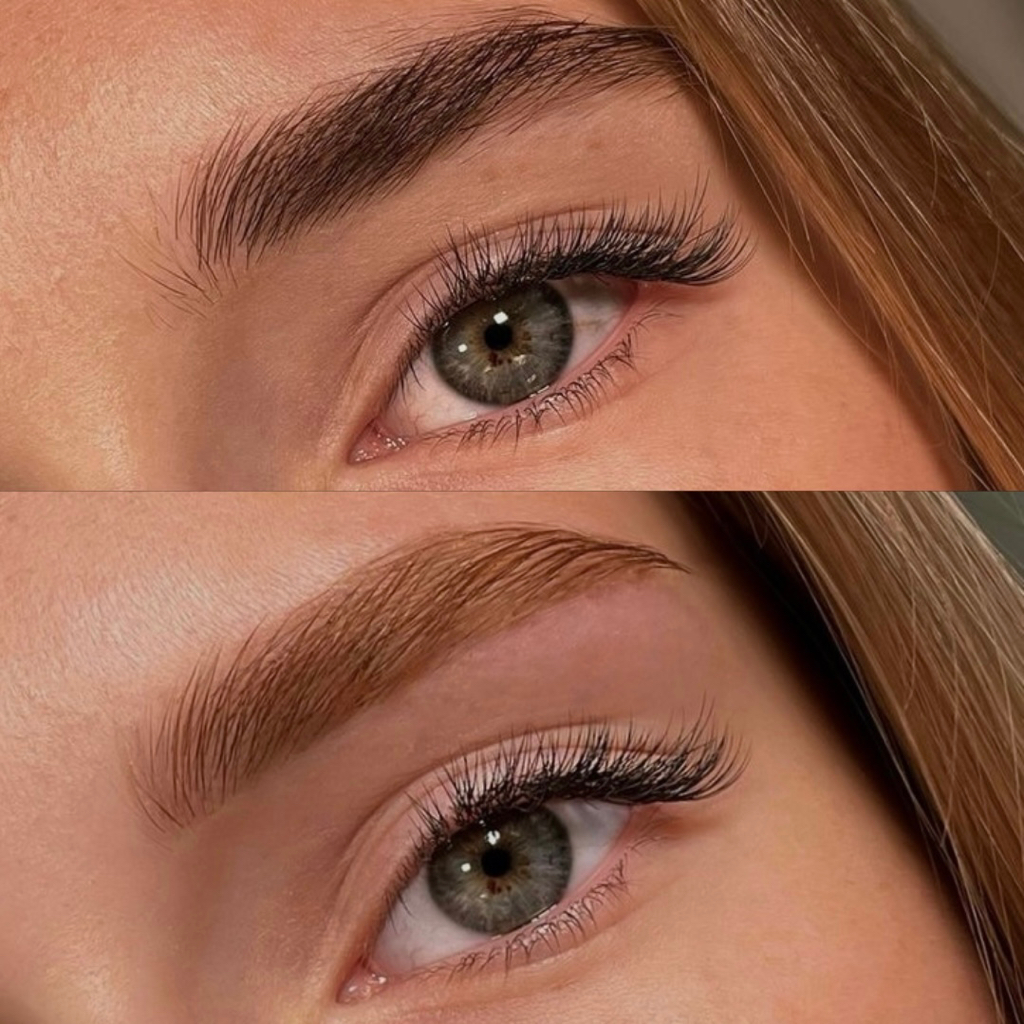 Осветление бровей с окрашиванием