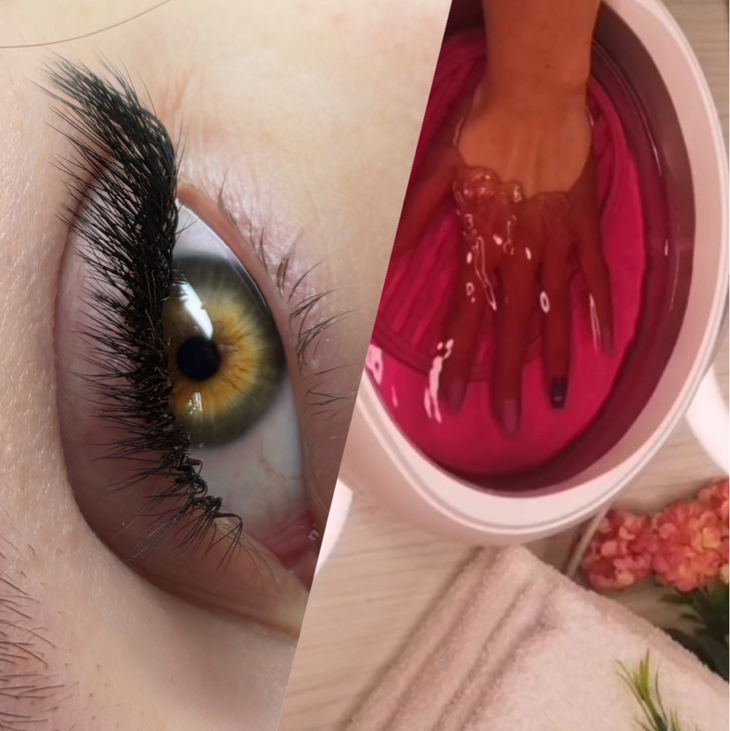 Наращивание ресниц + парафинотерапия для рук