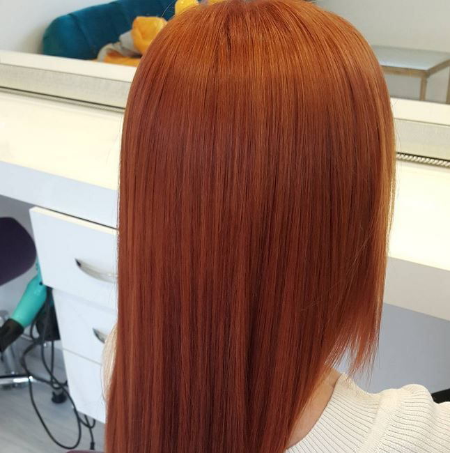 Окрашивание в один тон на длинные волосы