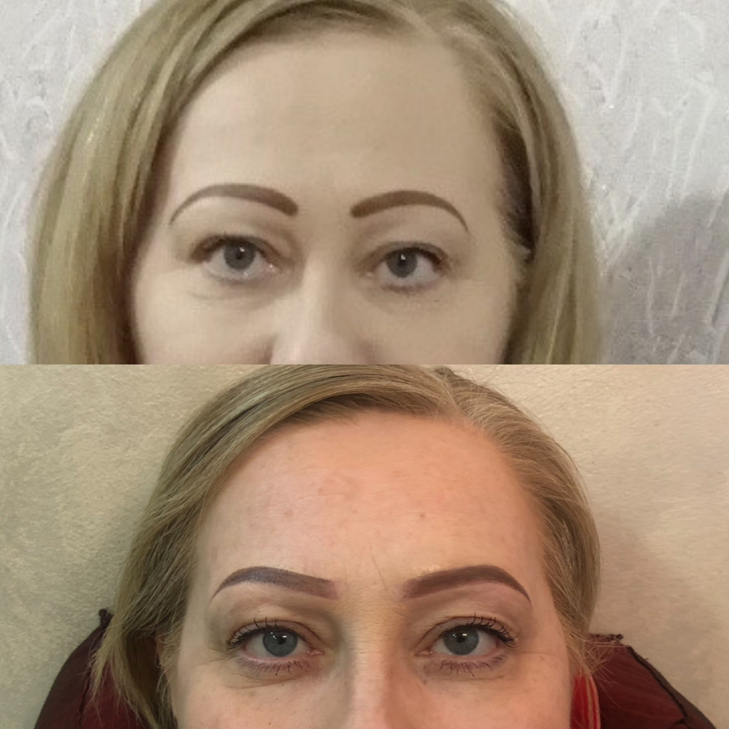 Пудровые брови.