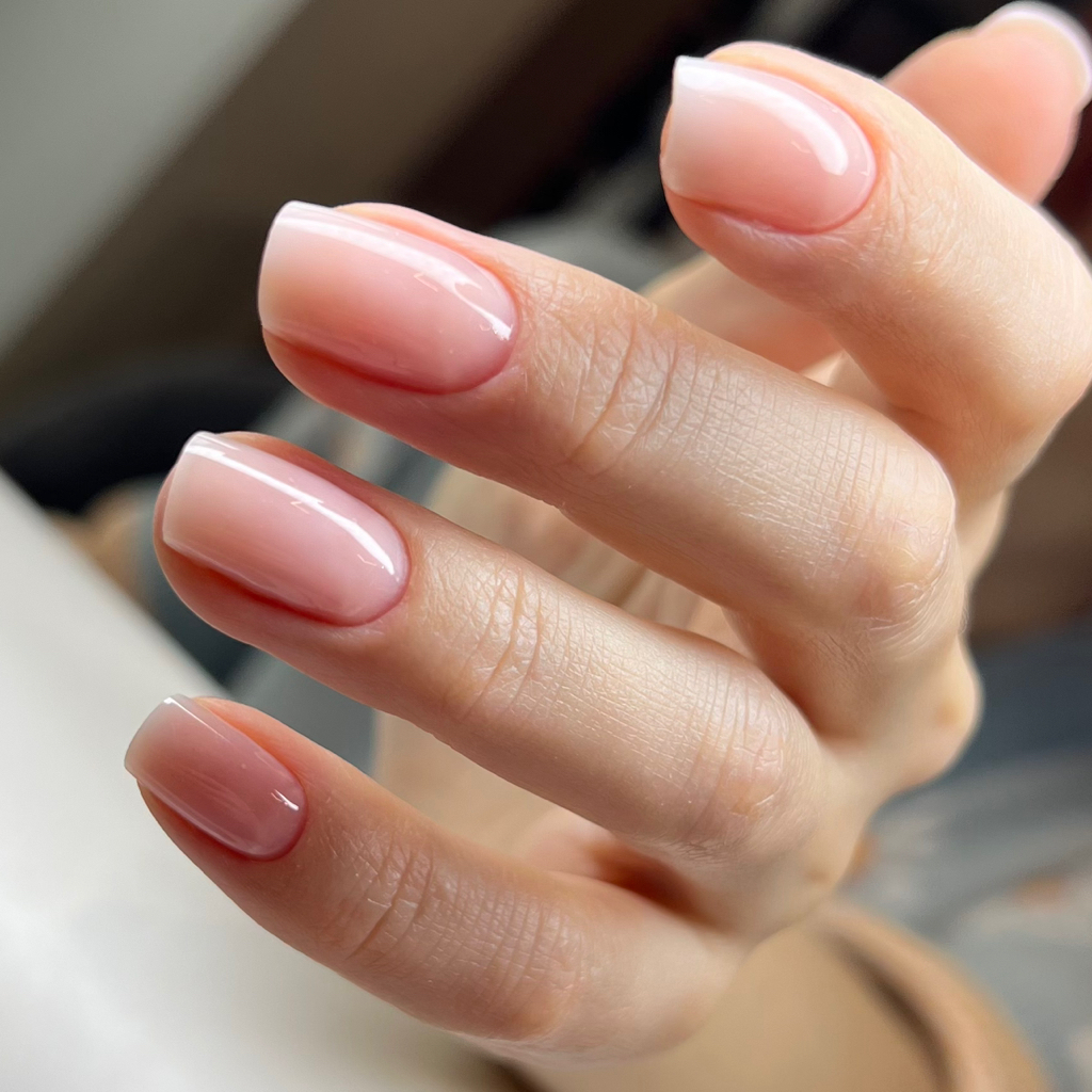 Маникюр с покрытием нюд ( укрепление гелем)