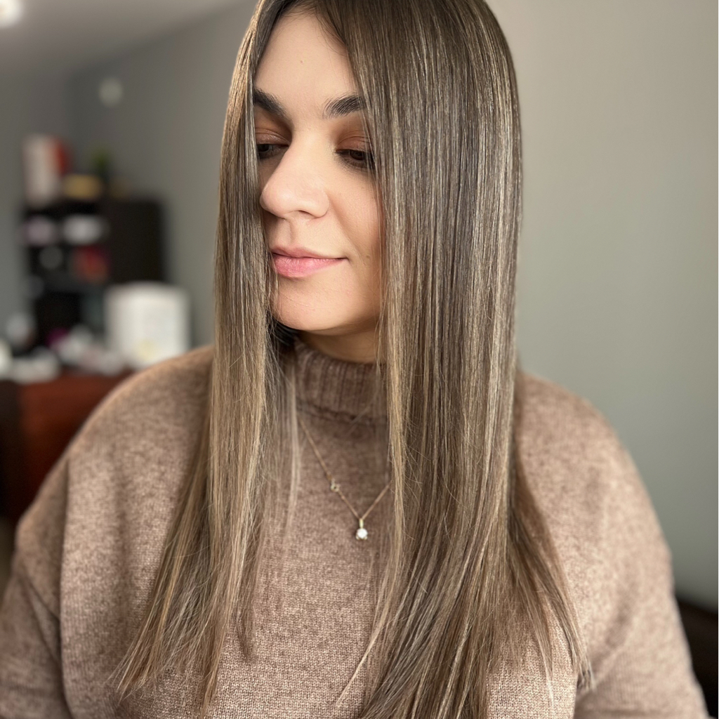 Идеальный блонд ( сложные техники), длина волос по лопатки