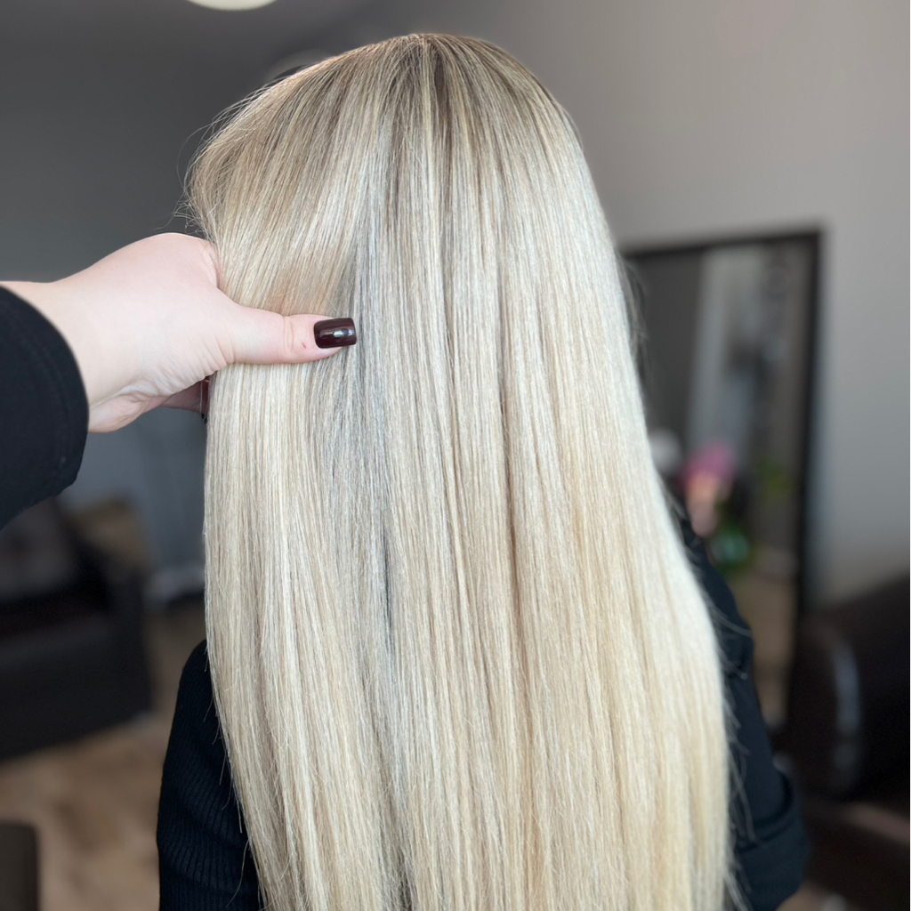 Идеальный блонд ( сложные техники), длина волос до поясницы