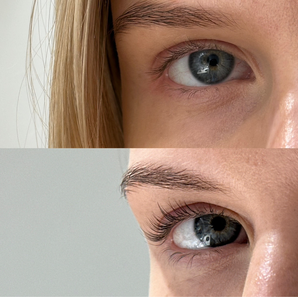 ламинирование только верхних ресниц + окрашивание