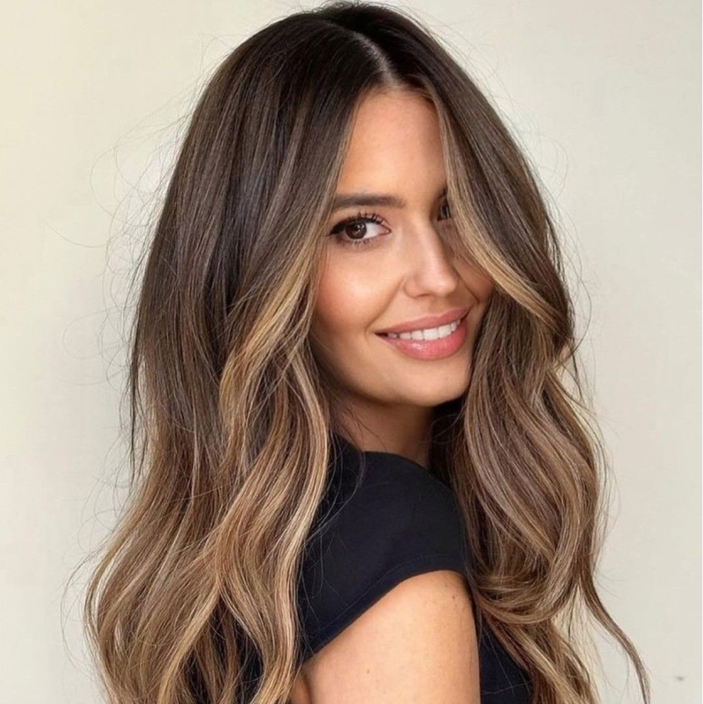 Контурное осветление у лица (face framing) короткий волос выше плеч