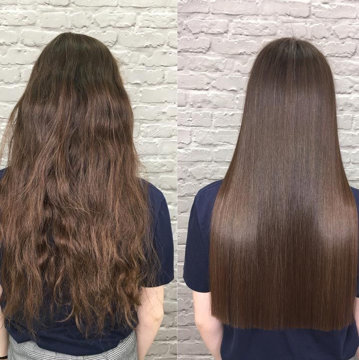 разглаживание длинный волос