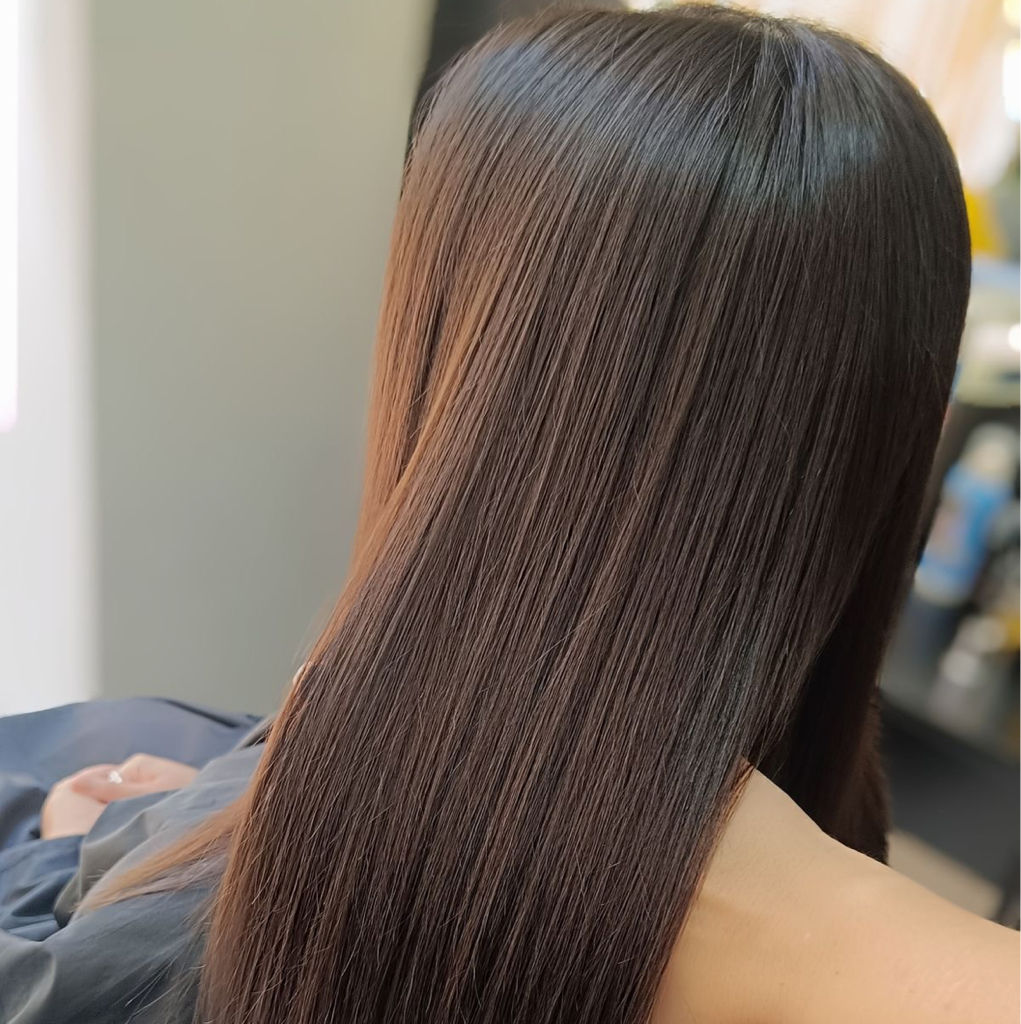 окрашивание  один тон длинный волос