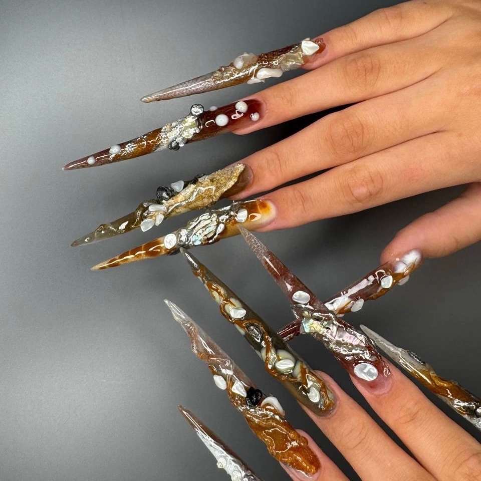 Коррекция ЭКСТРА-длинного наращивания с любым дизайном