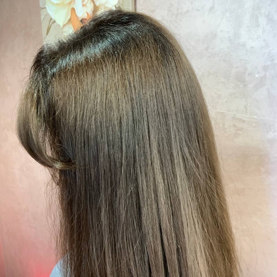 однотонное окрашивание + укладка