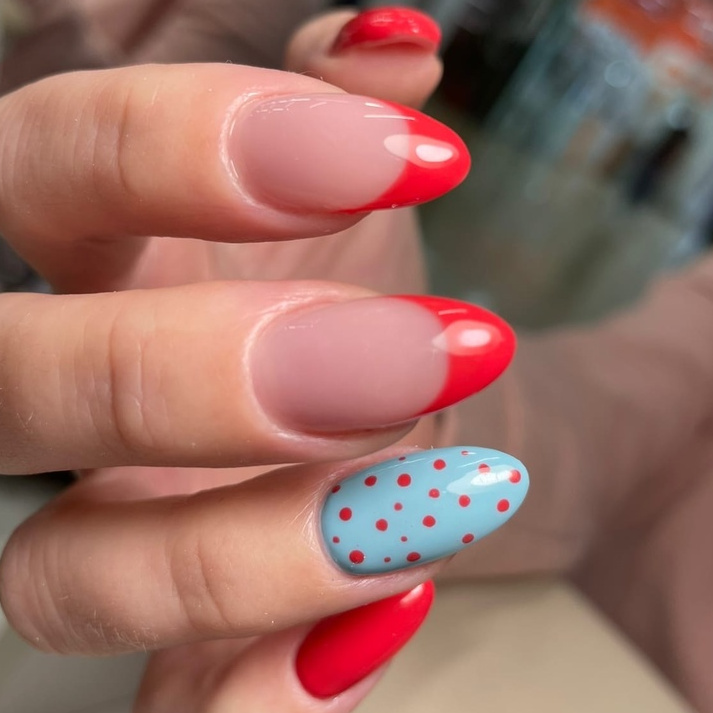 Маникюр покрытие гель лак+френч+укрепление