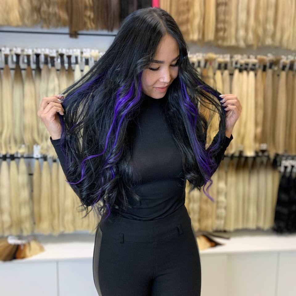 наращивание цветных прядей