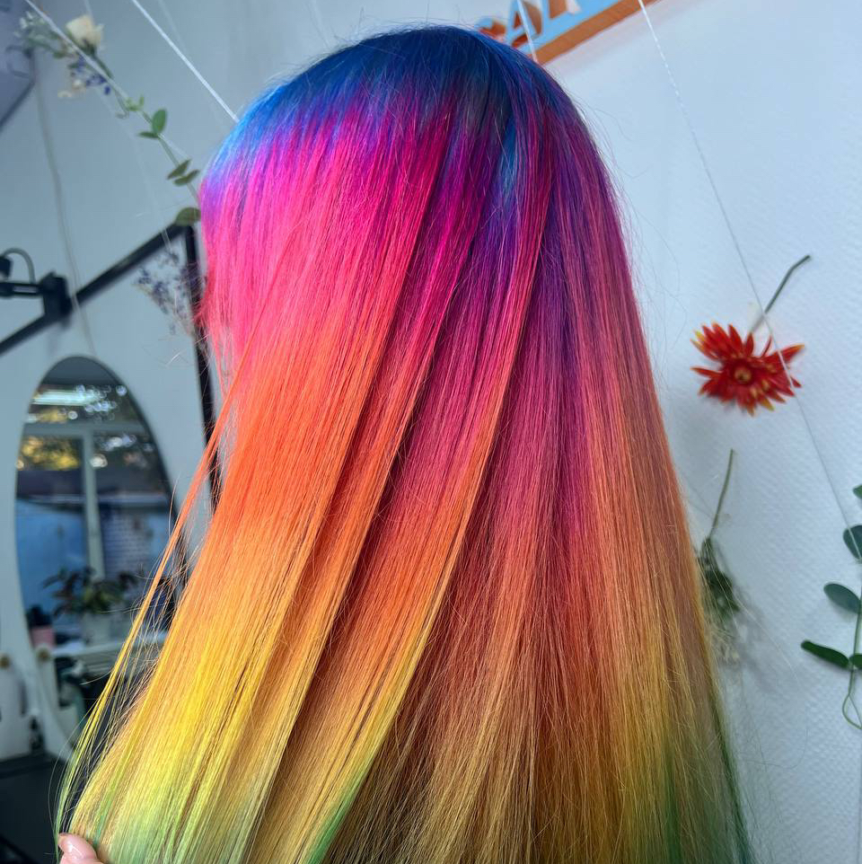 Градиент/растяжка/глитч прямыми пигментами S/M/L