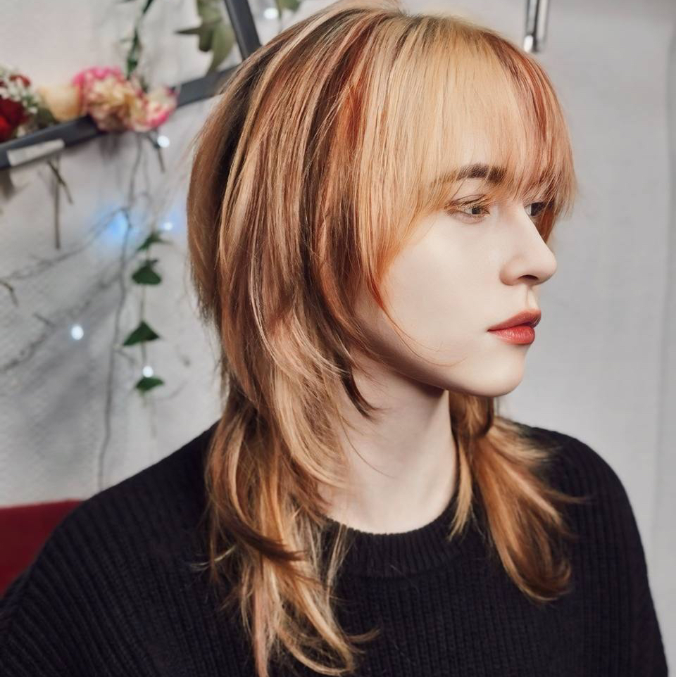 Стрижка на среднюю длину (маллет, вулфкат и )