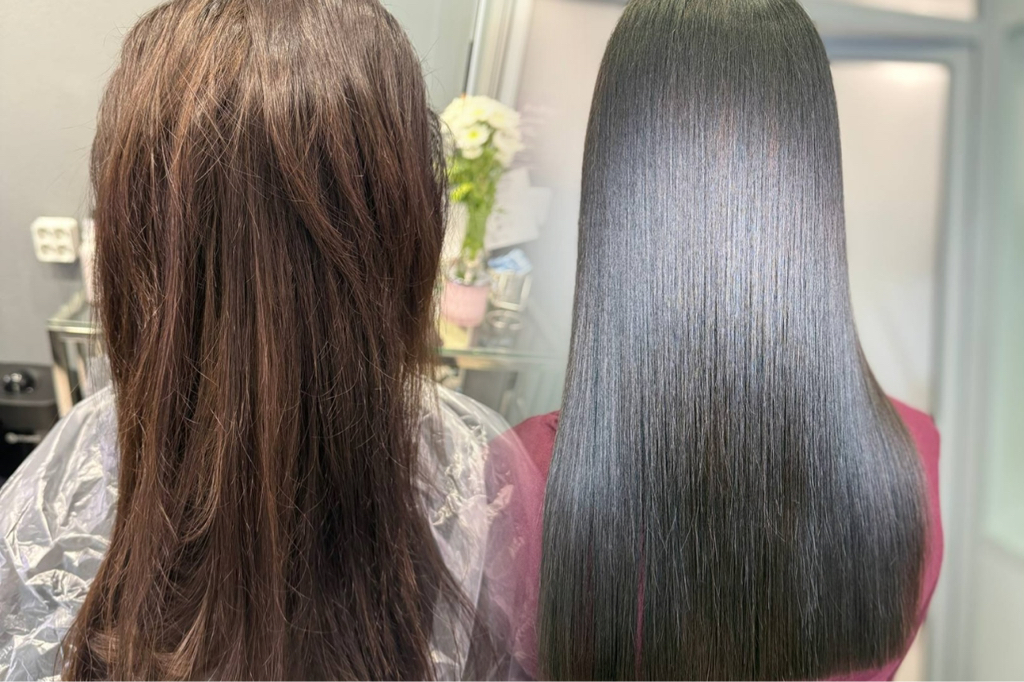 Окрашивание корней + тонирование длины (Краситель Loreal ) (ниже плеч)