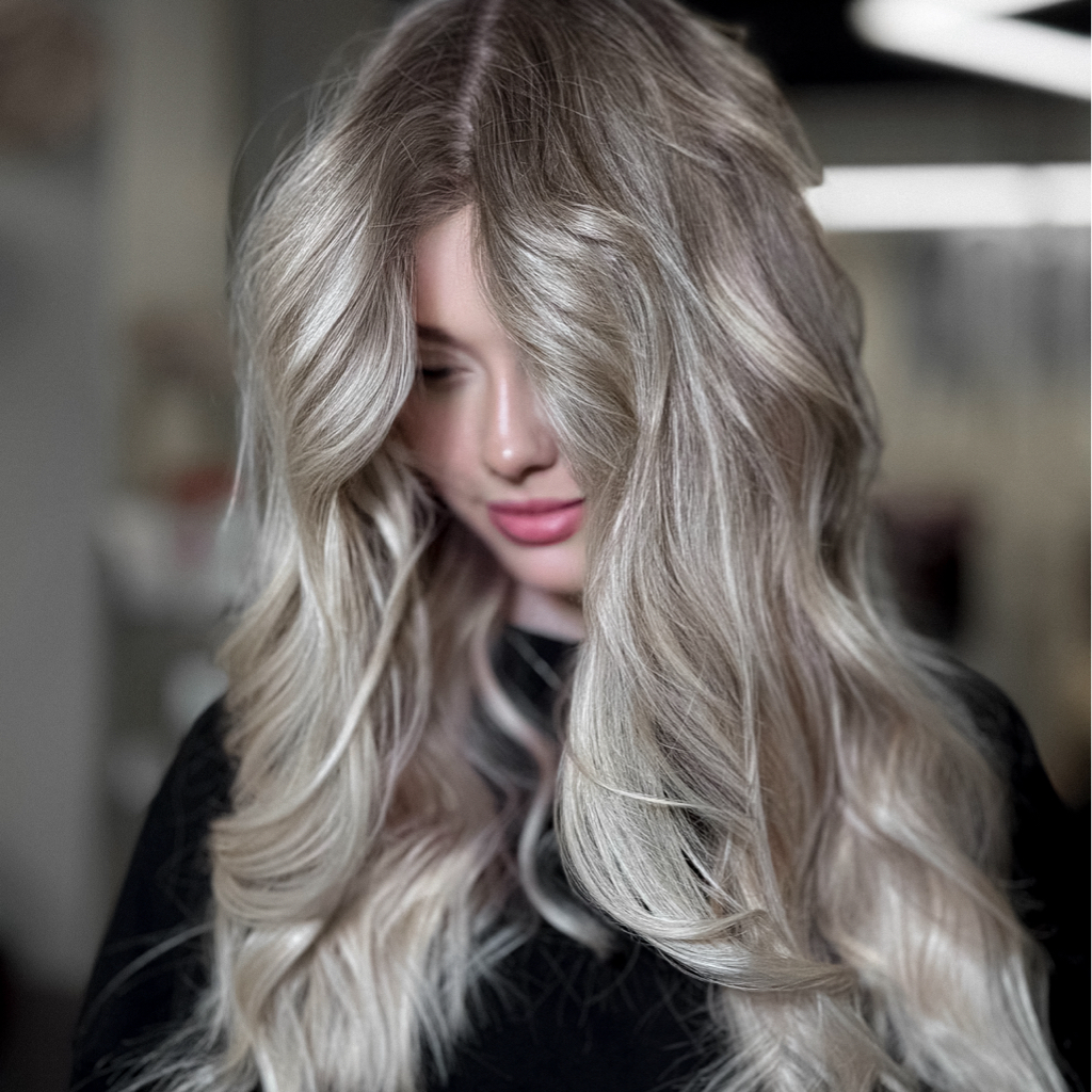 Сложное окрашивание волос на марке Schwarzkopf BlondMe ( макушка + контуринг )