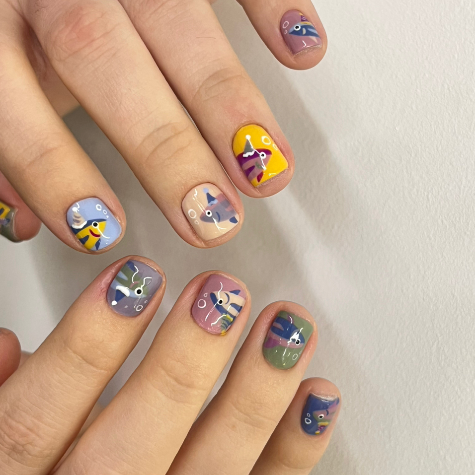 Пилочный маникюр + сложный дизайн (короткие ногти)/ file manicure + hard design (short nails)