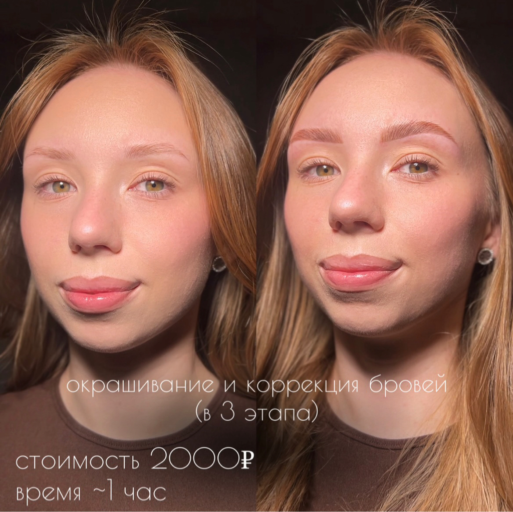 Окрашивание краской+коррекция бровей