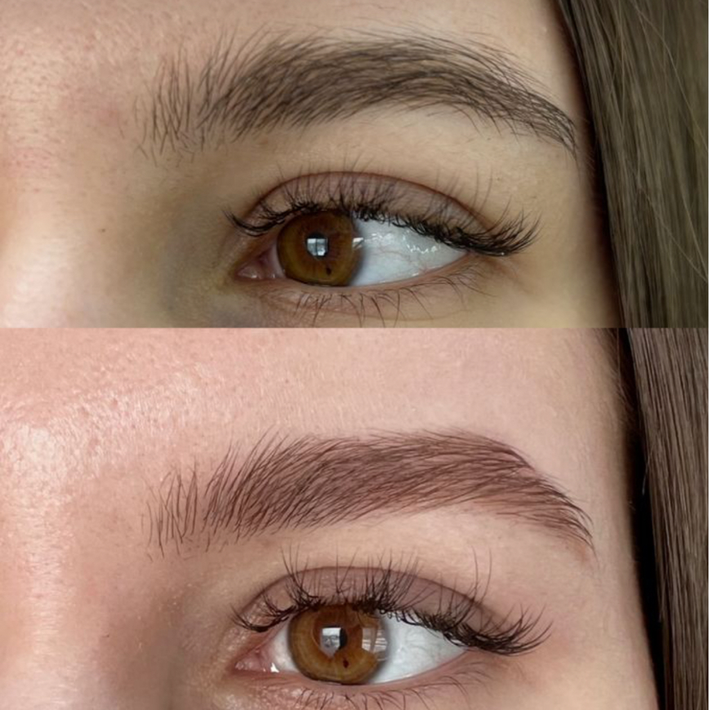 Осветление бровей ( осветление на 1-2 тона, окрашивание( если нужно), коррекция, уход)