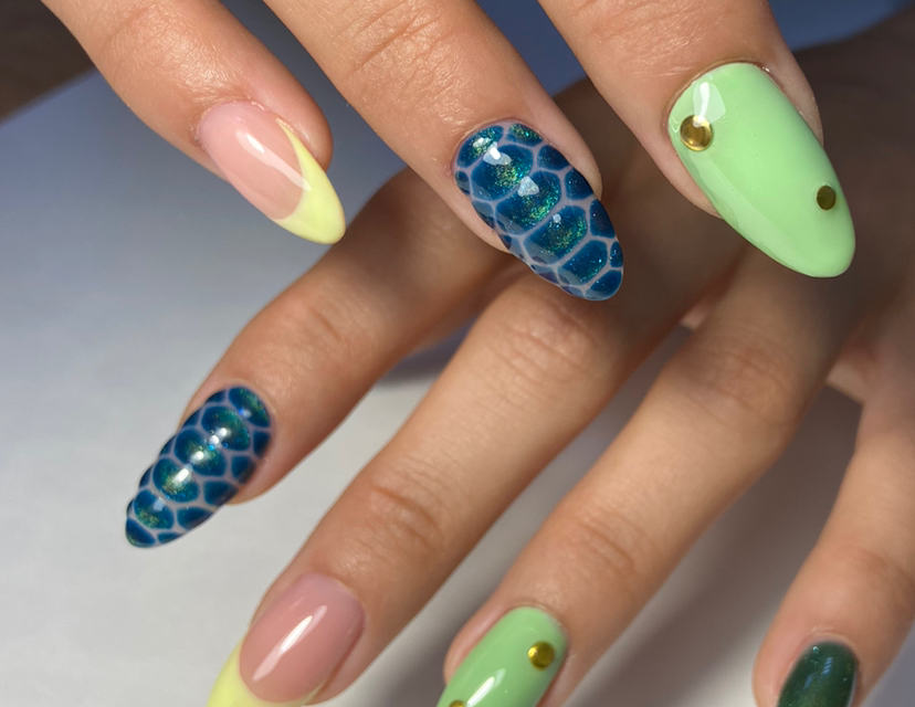 Наращивание + дизайн до 3 длины