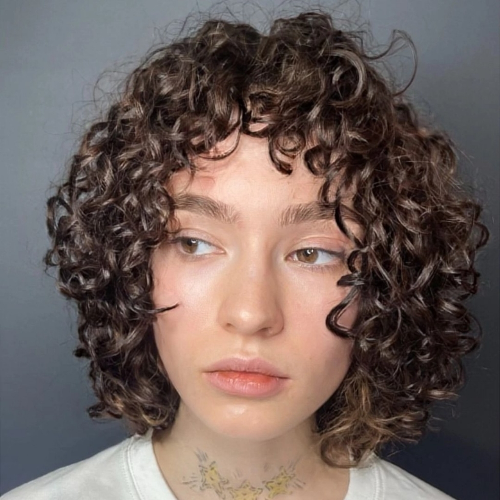 Биозавивка волос. Волосы до плеч.