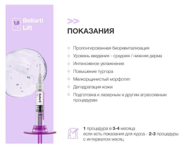 Препарат Bellarti lift 1,8%. Россия.СПб.Цена за 0,1ml.
