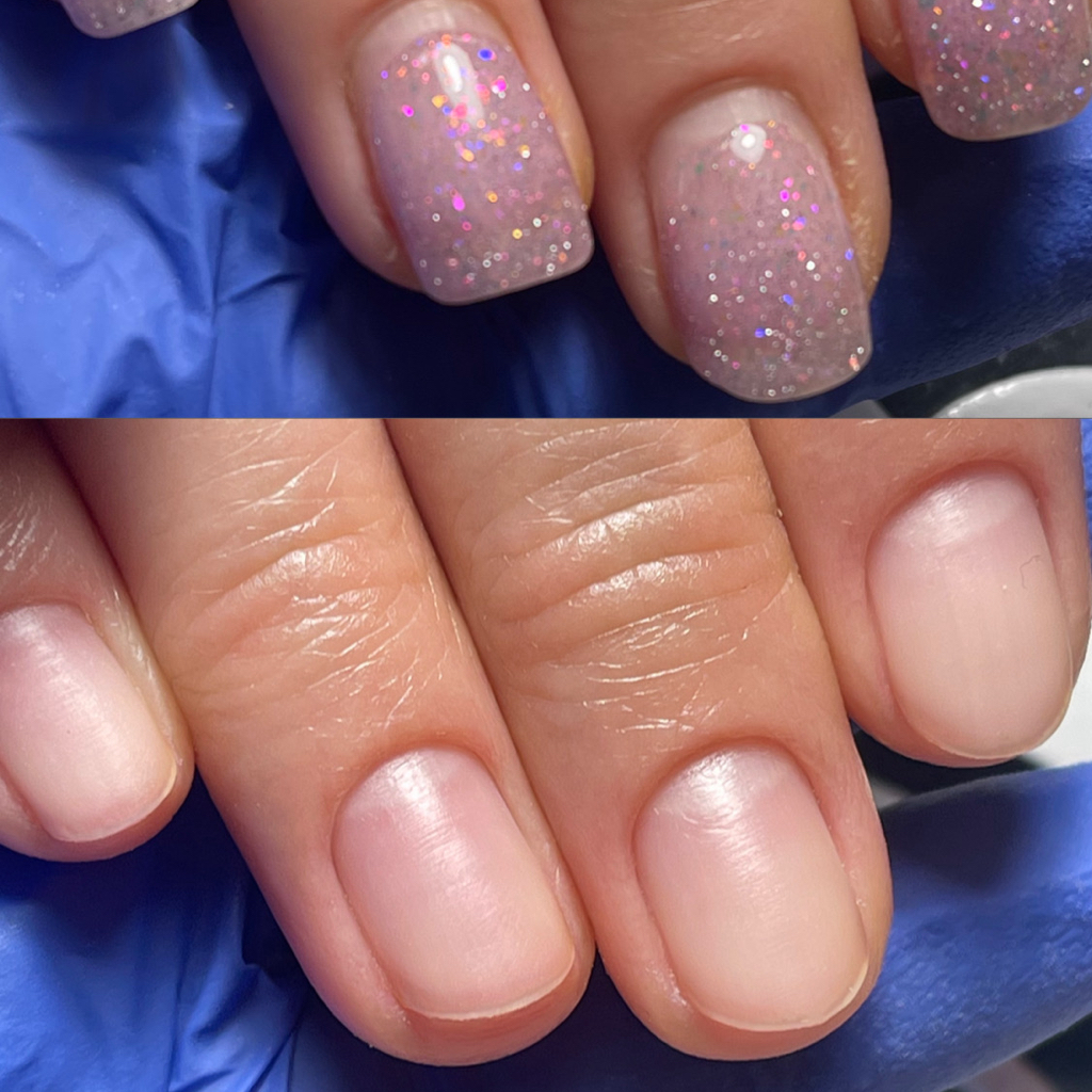 Снятие гель лака+маникюр без покрытия