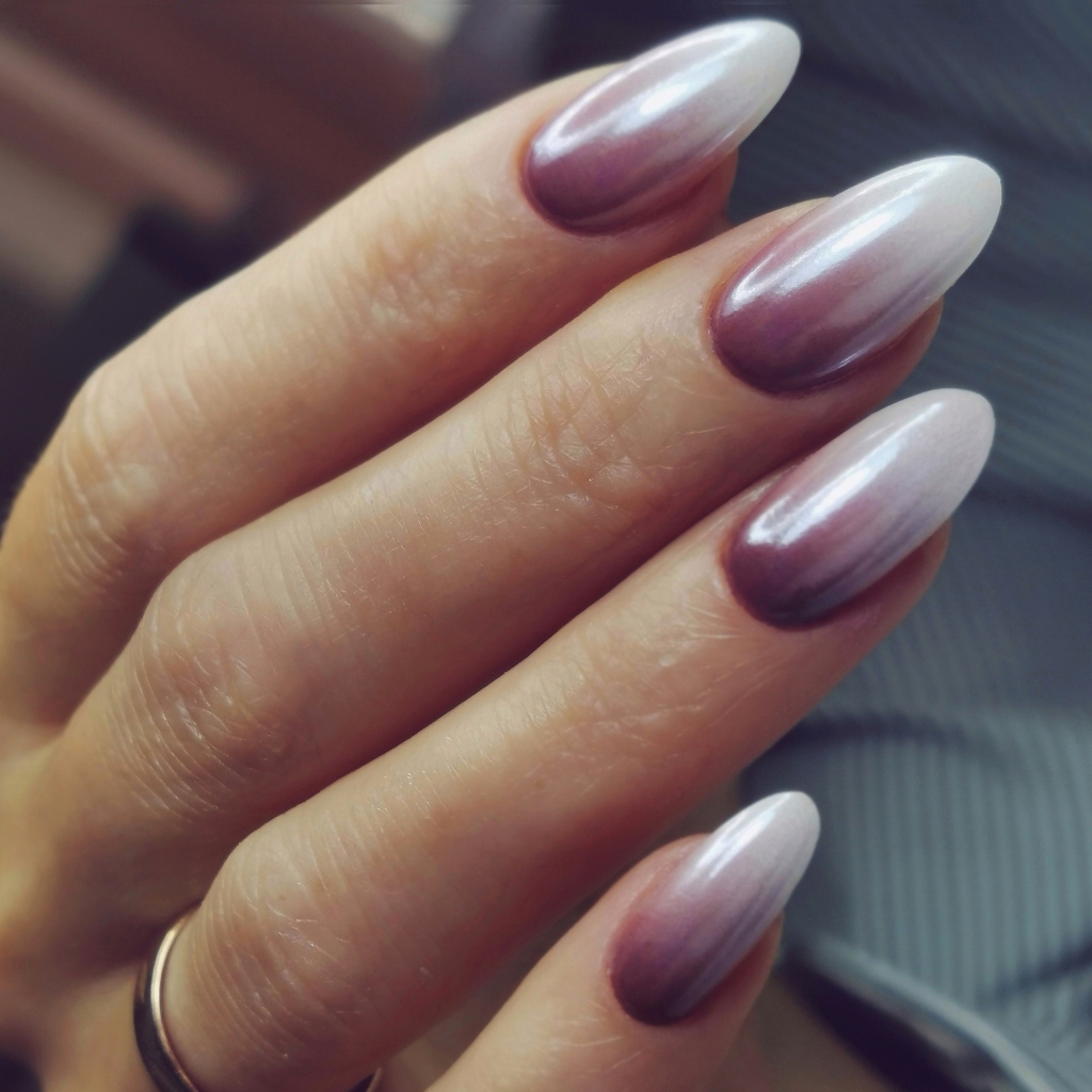 Омбре, маникюр, укрепление гелем, восстановление архитектуры