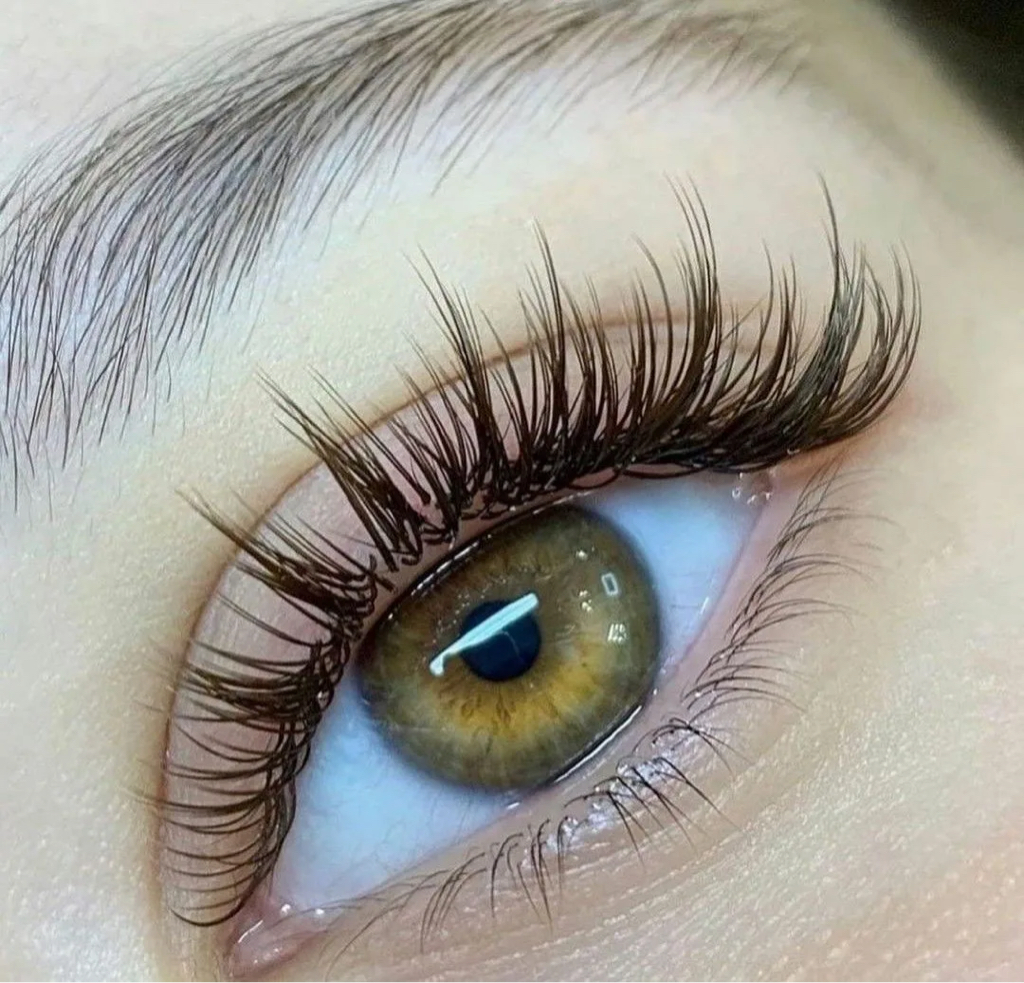 Наращивание 3D, коричневые ресницы (изгибы C, C+, D)