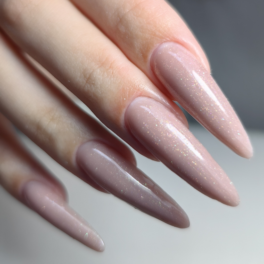 Коррекция нарощеных ногтей, длина больше 3, в один тон