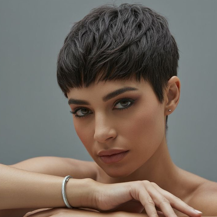 Женская стрижка короткая креативная .