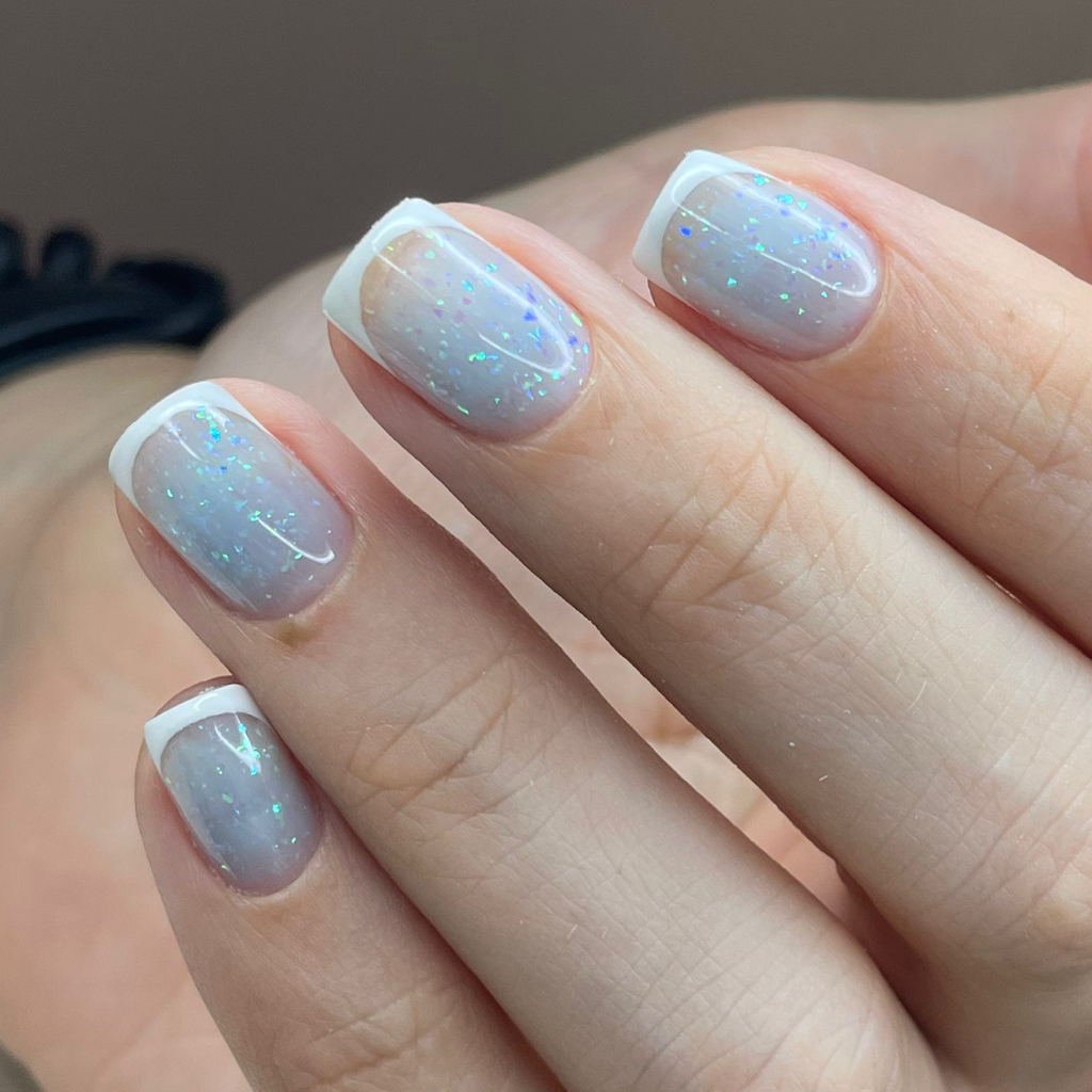 Маникюр со сложным дизайном(френч,кошачий глаз,втирка)