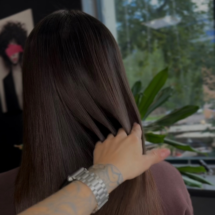 Тонирование совместно с горячей реконструкцией (кератин/ботокс) длина волос до лопаток