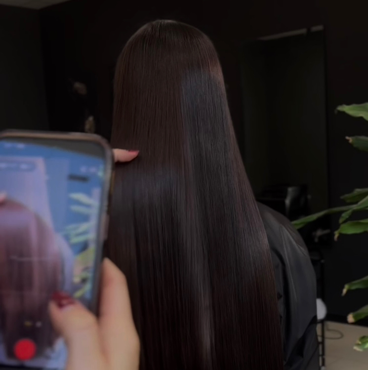 Тонирование совместно с горячей реконструкцией (кератин/ботокс) длина волос ниже лопаток