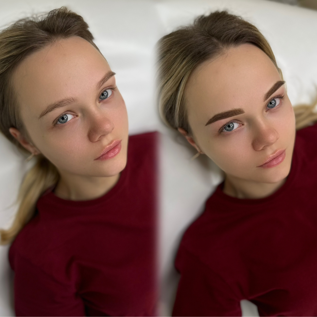 Перманентный макияж бровей в технике напыление