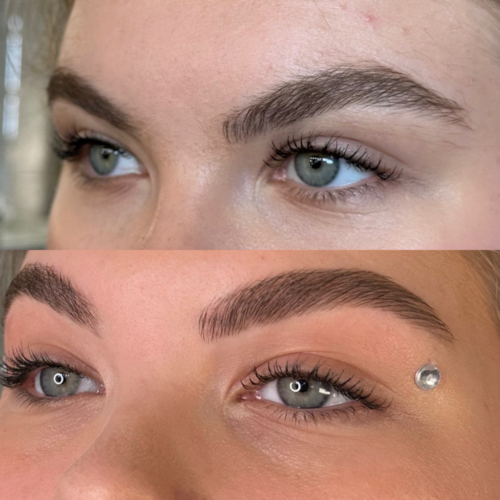 Коррекция бровей воском и пинцетом & прореживание