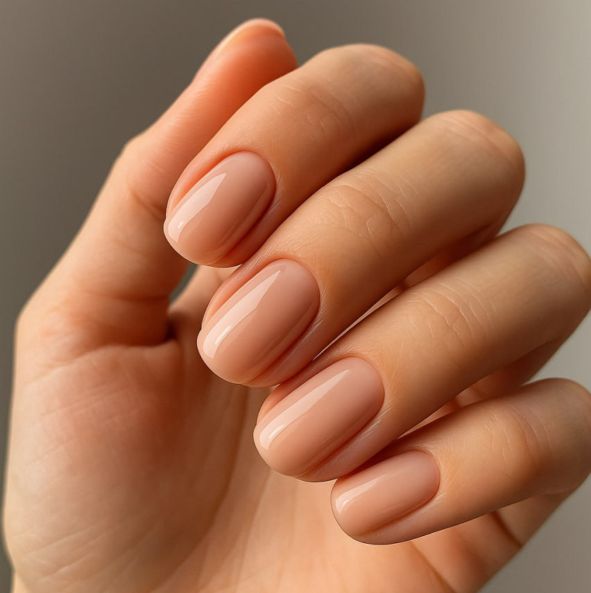 Маникюр с однотонным покрытием гель-лак, снятие, выравнивание короткая длина  (наращивание не входит!!!)