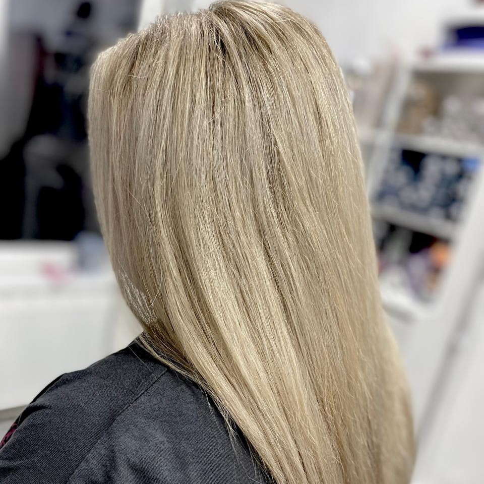 Мелирование + тонирование длинные волосы (работа)