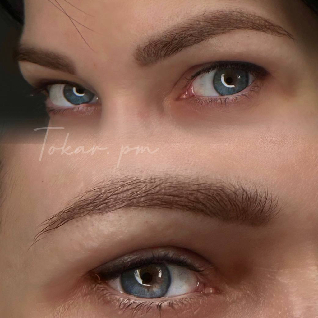 Перманентный макияж бровей в пудровой технике